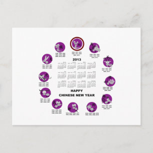 2013 Chinesischer Zodiac-Jahreskalender Feiertagspostkarte