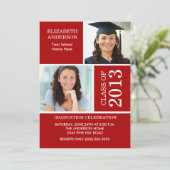 2013 Foto Abschluss Einladung Red & White (Stehend Vorderseite)