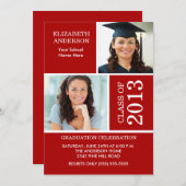 2013 Foto Abschluss Einladung Red & White (Vorne/Hinten)