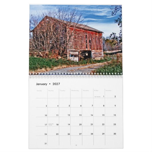2013 große alte schöne ländliche Scheunen Kalender (Jan 2027)