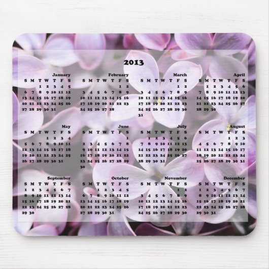2013 Kalender-Fliedern Mousepad (Vorne)