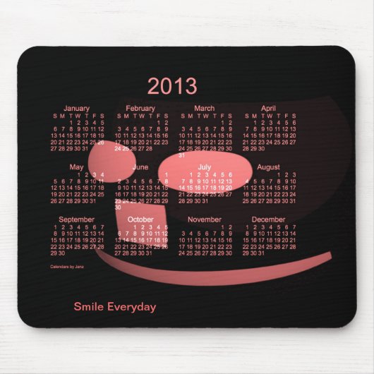 2013 Lächeln-Kalender Mousepad (Vorne)