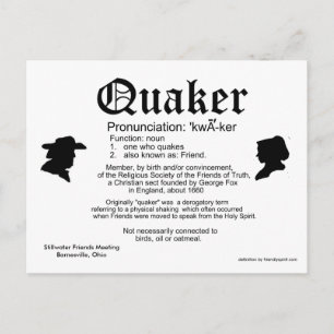 2013 Mini Calendar Definition of a Quaker Postkarte