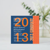 2013 oder irgendein Jahr-Abschluss blaues und Einladung (Stehend Vorderseite)