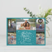 2014 5 Foto Weihnachtsfeiertag Karte blau Streifen (Stehend Vorderseite)