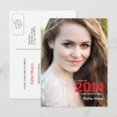 2014 Abschluss Einladung Postkarte | Rot (Vorne/Hinten)