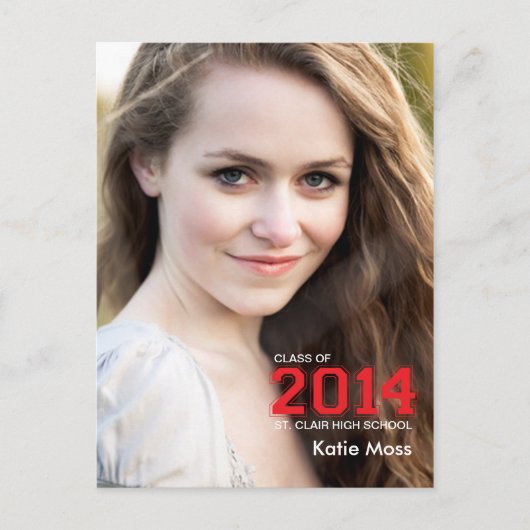 2014 Abschluss Einladung Postkarte | Rot (Vorderseite)