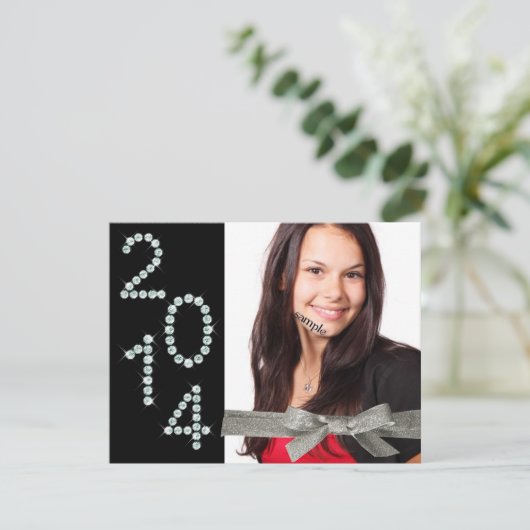 2014 Diamond Bling Glitzer Ribbon Foto Abschluss Einladung (Stehend Vorderseite)