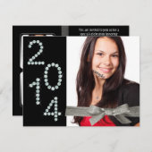 2014 Diamond Bling Glitzer Ribbon Foto Abschluss Einladung (Vorne/Hinten)