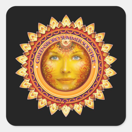 2014 Greensboro Summer Solstice Festival Souvenir Quadratischer Aufkleber (Vorderseite)