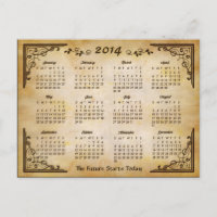 2014 Kalender - Antiquitätenrahmen und alter Papie