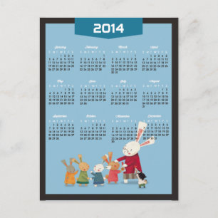 2014 Kalender - Frohes Neues Jahr Hase Kaninchen F Feiertagspostkarte