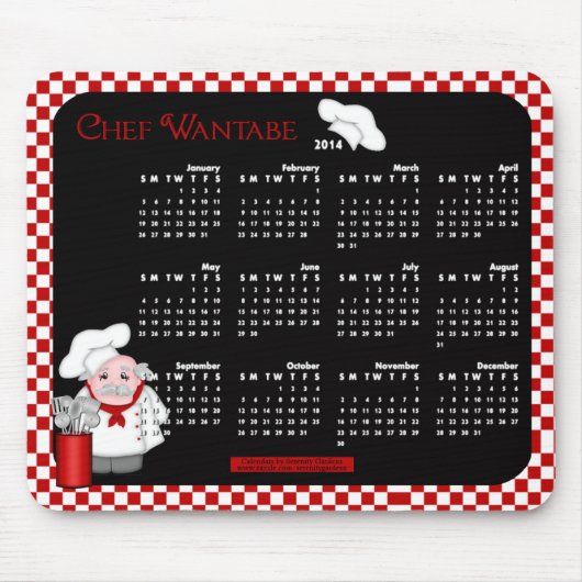 2014 Kalender Maus Pad-Koch Wantabe Mousepad (Vorne)
