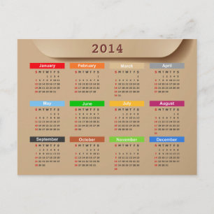 2014 Kalender mit coolen Kraftpapier-Stil Feiertagspostkarte