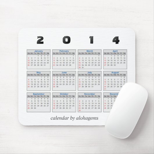 2014 Kalender Mousepad (Mit Mouse)