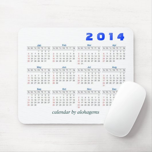2014 Kalender Mousepad einfach (Mit Mouse)