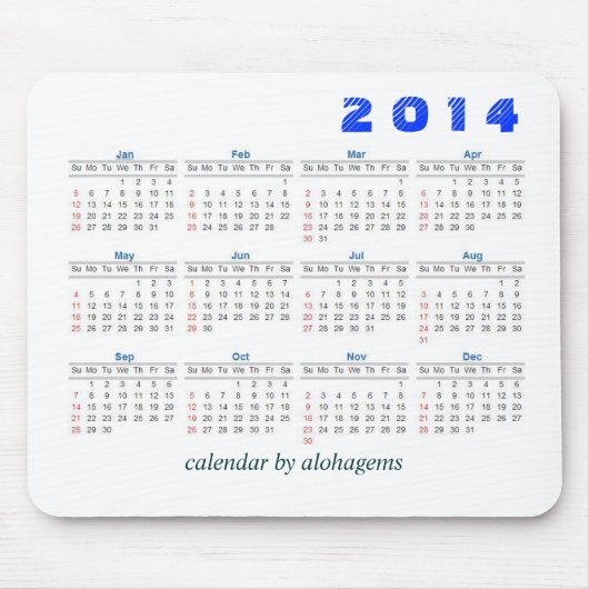 2014 Kalender Mousepad einfach (Vorne)