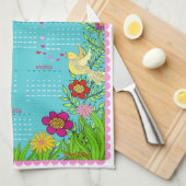 2014 Kalender-Tee-Tuch - Fox im Garten Handtuch (Viertel Falte)