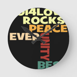 2014 Love Rocks Peace Kunstprint Runde Wanduhr