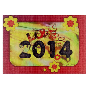 2014 Neue Jahre farbenfrohe Muster Frieden Liebe S Schneidebrett