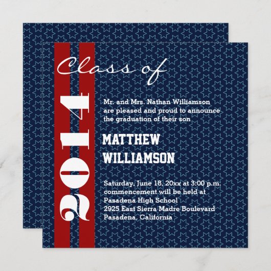 2014 oder jedes Jahr Red White Blue Abschluss V02 Ankündigung (Vorne/Hinten)