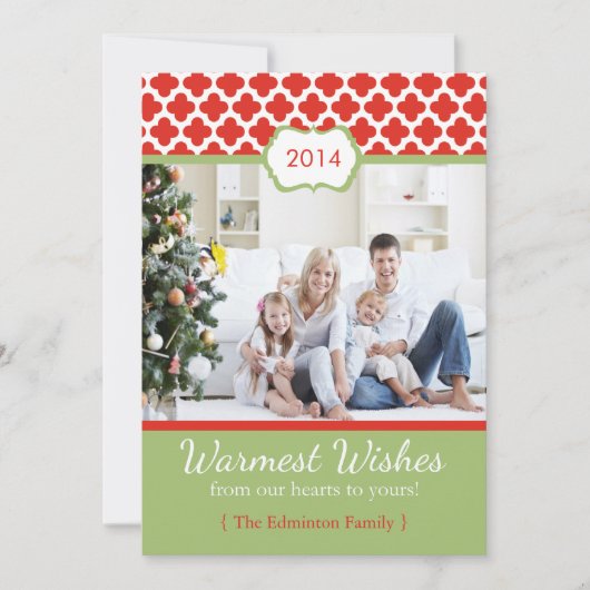 2014 Red Green Quarter Weihnachtsflachkarte Feiertagskarte (Vorderseite)