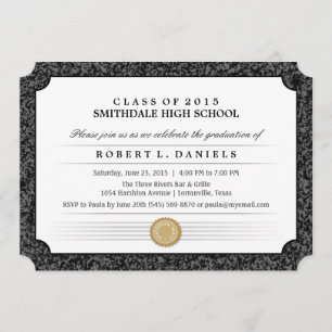 2015 Abschluss zum Black & Gray Border Diploma Einladung