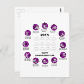 2015 Chinesischer Zodiac-Kalender Glückwunsch Chin Postkarte (Vorne/Hinten)