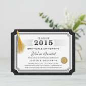 2015 Diploma Abschluss Einladung Gold Tassel Corne (Stehend Vorderseite)