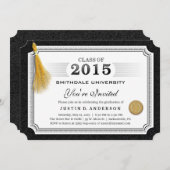 2015 Diploma Abschluss Einladung Gold Tassel Corne (Vorne/Hinten)