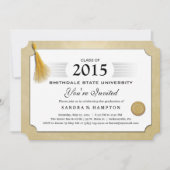 2015 Diploma Abschluss Gold Border & Gold Tassel Einladung (Vorderseite)