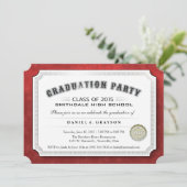 2015 Diploma Red & White Einladung zur Graduation (Stehend Vorderseite)