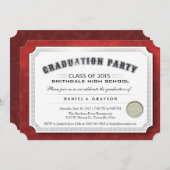 2015 Diploma Red & White Einladung zur Graduation (Vorne/Hinten)