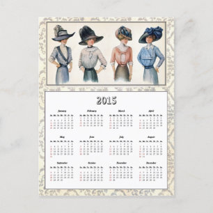 2015 Edwardianischer Modekalender Postkarte