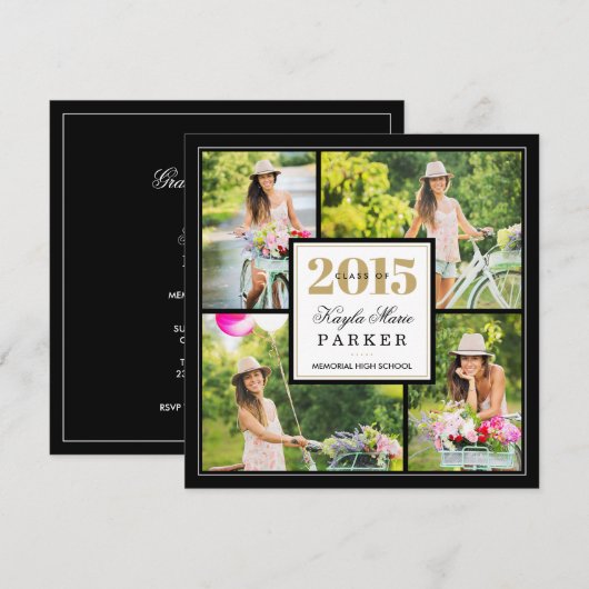 2015 Einladung zum Abschluss "Classy Foto Collage" (Vorne/Hinten)