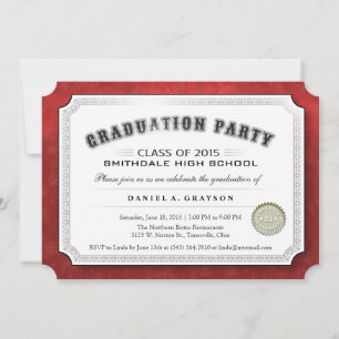 2015 Einladung zur Graduation Party Diploma Red &