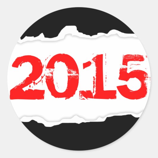 2015 (gerissenes Papier) Runder Aufkleber (Vorderseite)