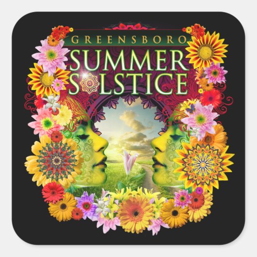 2015 Greensboro Summer Solstice Festival Souvenir Quadratischer Aufkleber (Vorderseite)