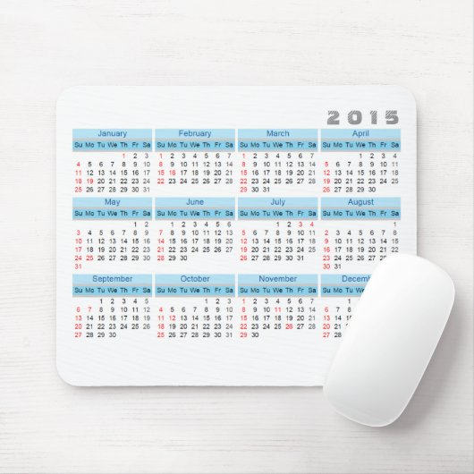 2015 Kalender-Mausunterlage einfaches Himmelblau Mousepad (Mit Mouse)
