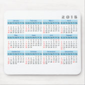 2015 Kalender-Mausunterlage einfaches Himmelblau Mousepad (Vorne)