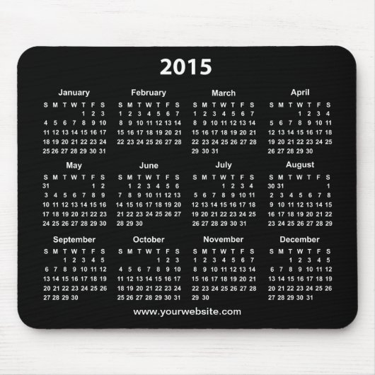2015 Kalender Schwarz-Weiß Geschäftlich Mousepad (Vorne)