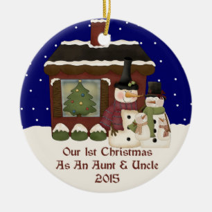 2015 mein 1. Weihnachten als Tante u. Onkel Keramikornament