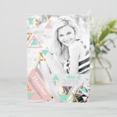 2015 Moderne Goldene Pyramiden Senior Foto Abschlu Einladung (Stehend Vorderseite)