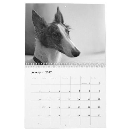 2015 seidene Windhound Welpen Kalender (Jan 2027)