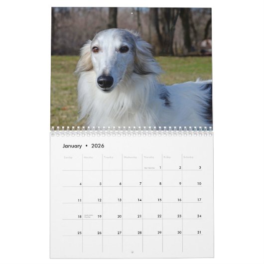 2015 seidener Windhounds erinnert Kalender (Jan 2026)
