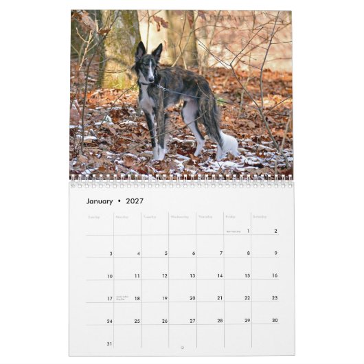 2015 seidenes Windhounds Kalender (Jan 2027)