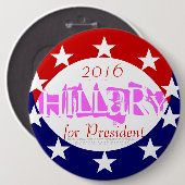 2016 6" rosa Münze deckt Hillary für Präsidenten Button (Vorne & Hinten)