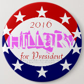 2016 6" rosa Münze deckt Hillary für Präsidenten Button (Vorderseite)