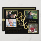 2016 Abschluss-Klasse von Quad Foto Black Einladung (Vorne/Hinten)