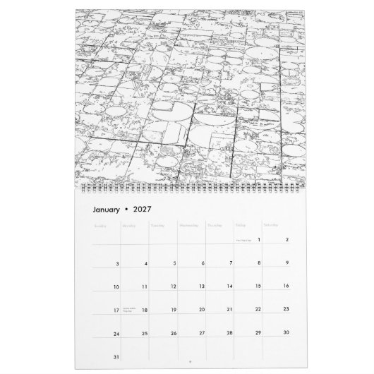2016 bis 2017 Linie Kunst-Kalender Kalender (Jan 2027)
